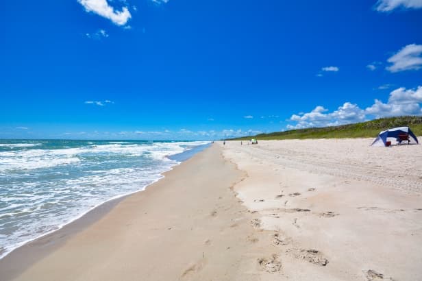 Canaveral National Seashore with launchpads in the distance