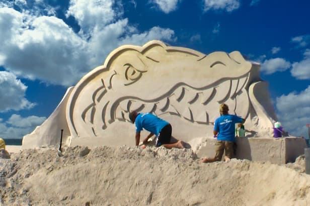 Sand sculpture taking shape on Treasure Island Beach